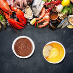 Luvan 4Pcs Fondue Pot Set for Chocolate Butter Cheese, 5oz Butter Warmer for Seafood with 20 Tealight, Ceramic Bowl Oven Microware Dishwasher Safe,Perfect for family dip Fruit,Dessert,Snack