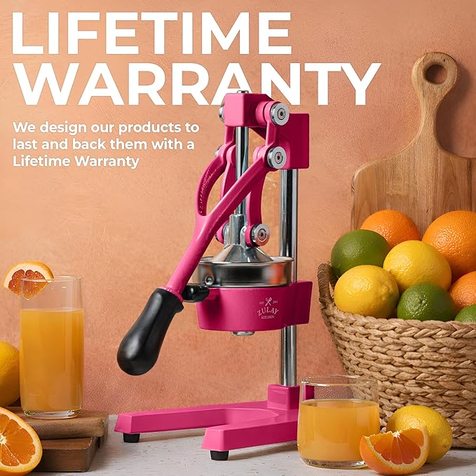 Zulay Kitchen Cast Iron Juicer - Easy-to-Clean Heavy-Duty Manual Juicer, Professional Citrus Juicer - Stainless Steel Lemon Squeezer - Manual Citrus Press & Orange Squeezer - Orange Juicer