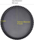 RICHSC-PAN Tart Pan, 9 Inch Tart Pans, Non-Stick Removable Loose Bottom Carbon Steel 9In Tart Pan, The 9.5 Inches at the Top and 9 Inches at the Bottom, With a Depth of 1.1 Inches.
