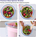 Good Grips 3.2 Qt Glass Salad Spinner Small Vegetable Dryer with Drain Microwave Safe Dishwasher Safe with Transparent Lid Crank Handle Quick Spin Greens Washer for Lettuce Herbs Fruits Pink