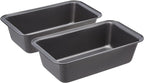 Amazon Basics Rectangular Nonstick Bread Loaf Pan for Baking Meatloaf with Even Heat Distribution, 9.5 x 5 Inch, Gray, Set of 2