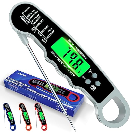 Stocking Stuffers for Men Women Adults: Meat Thermometer Digital, Instant Read Meat Thermometer with Backlight & Magnet for Kitchen, Beef, Grill, Turkey,IP67 Waterproof Cooking Thermometer