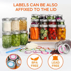 Glass Mason Jars 16 oz with Airtight Lids and Bands - 15 Pack Regular Mouth Pint Canning Jars for Pickling, Meal Prep, Overnight Oats, Dry Food & DIY Crafts - Includes 24 Stickers & Brush