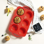 Socisen 2 Packs 6 Cups Silicone Muffin Pan with Metal Reinforced Frame Jumbo Size Cupcake Pan Tray Egg Bites Cookie Molds Muffin Tin Tart Pans Moldes De Silicona Para Gelatina Hornear Flan Chocoflan