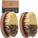 SAMEBUTECO Fruit & Vegetable Cleaning Brushes with Acacia Wood Handle Natural Half Sisal Bristle Half Palm Fibers Bristles Design,Oval Shape Easy Hold,Pack of 2,Brown