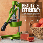 Zulay Kitchen Cast-Iron Orange Juice Squeezer - Heavy-Duty, Easy-to-Clean, Professional Citrus Juicer - Durable Stainless Steel Lemon Squeezer - Manual Citrus Press & Orange Squeezer (Light Green)