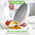 GreenLife 10-Piece Nonstick Ceramic Cookware Set, Lightweight Healthy PFAS-Free Pots & Pans with Lids, Dishwasher & Oven Safe, Durable Body, Silicone Stay-Cool Handles, Easy Release, Taupe
