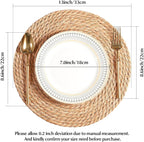 Round Woven Placemats 13 inch Set of 4 - Boho Rattan Placemats Natural Water Hyacinth Placemat, Farmhouse Weave Place Mats, Rustic Braided Wicker Table Mats for Dining Table,Home,Wedding