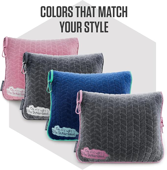 VENTURE 4TH Travel Blanket Pillow – Premium Ultra-Soft & Warm 2-in-1 Blanket or Pillow for Airplane, Car & Bus – Compact, Lightweight & Portable – Lint-Free, No Shedding, No Pilling - Pink