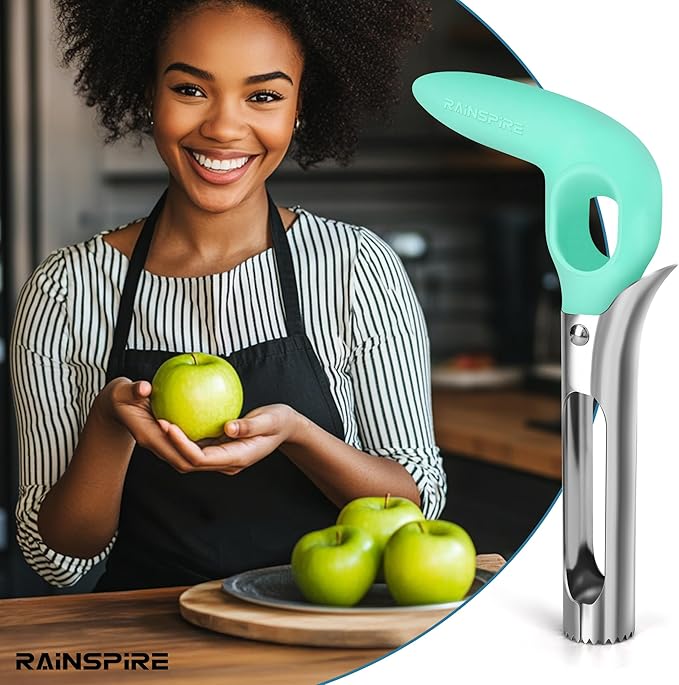 Rainspire Apple Corer Tool Kitchen Apple Core Remover Stainless Steel Comfortable Nonslip Handle, Dishwasher Safe, Mint Green