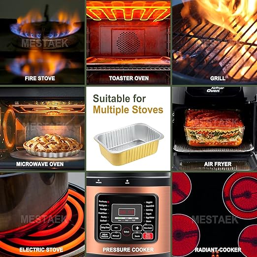 11" x 7.7" Heavy-Duty Aluminum Foil Pans with Snap-On Lids, 112oz, 5 Pack – Extra-Thick Disposable Foil Containers for Oven, Baking, Freezer & Food Storage