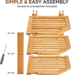 Cabinet Organizer Shelf - Bamboo Corner Rack for Kitchen Counter, Cabinet Space Saver for Plates, Dishes, Bowls, Bread - Pantry and Bathroom Storage or Countertop - Useful Home & Housewarming Gift