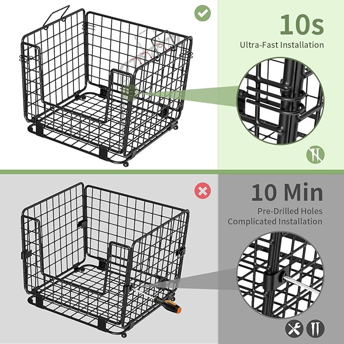 Wire Storage Basket for Kitchen Pantry: GGIU Stackable Kitchen Counter Organizers - Wire Organizing Bin for Produce Vegetable Potato and Onion Black