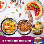 P&P CHEF 8 Inch Cake Pans Set, Round Baking Pan Stainless Steel Layer Birthday Wedding Cake Oven Pans, Non Toxic & Heavy Duty, Deep Side & Mirror Finish, Dishwasher Safe, (4Pcs)
