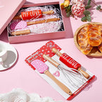 Fuutreo Valentines Holiday Mini Bake Set with Mini Spatula, Whisk and Rolling Pin, Sweetheart Pattern, Heat Resistant, Valentine Sweet Gift Bake Set for Baking Cooking Sauteing Mixing Serving Stirring