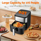6.2 Qt 1500W Large-Capacity Air Fryer with Non-Stick Basket, 8-in-1 Multi-Function Air Fryer with Preset, Cooker for Healthy and Low-Oil Meals, Convenient Operation