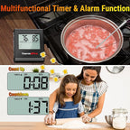 TempPro TP16H Large LCD Digital Meat Thermometer for Cooking, Smoking, Grilling, BBQ Food Thermometer with Clock Timer and Stainless Steel Probe, Black (Previously ThermoPro)