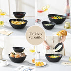 MALACASA 2 Tier Chip and Dip Serving Set with Metal Stand,Ceramic Appetizer Bowls for Party, Multi-Use Food Display for Fruits, Snacks,Black Elegant Tiered Serving Dishes for Party