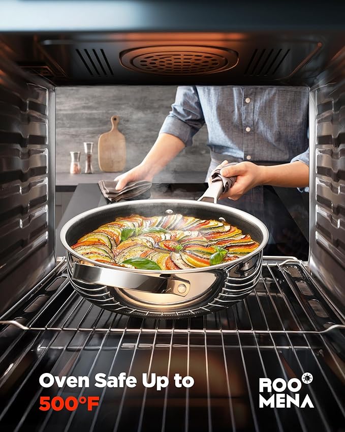 Nonstick Sauce Pan with Lid, Non-Toxic Tri-Ply Hybrid Ceramic Saucepan, 2.5 Quart Stainless Steel Pans, PFAS/PFOA/PTFE Free, Dishwasher & Oven Safe, Induction Compatible