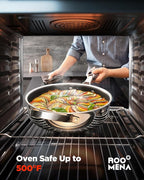 Nonstick Sauce Pan with Lid, Non-Toxic Tri-Ply Hybrid Ceramic Saucepan, 3.5 Quart Stainless Steel Pans, PFAS/PFOA/PTFE Free, Dishwasher & Oven Safe, Induction Compatible