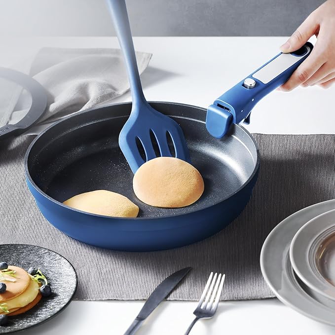 CAROTE 22pcs Pots and Pans Set Non Stick, Nonstick Cookware Set, Dishwasher/Oven/Fridge Safe Pots and Pans, Removable Handle RV Oven Safe Cookware, Induction Kitchen Set, Blue