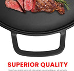 GGC Cast Iron Pizza Pan for Baking, 14" Round Griddle Pans Make Different Dishes for Stove, Oven, Grill and Campfire, Heavy-duty and Evenly Heat Pizza Stone for Pizza Tortillas, Eggs, Bacon and Meat
