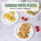 7-Inch White Paper Plates 100 Pack - 100% Compostable Dessert Plates | Leakproof Disposable Plates for Party, Microwave Safe & Oil Resistant, Eco-Friendly Small Dinnerware (100 Count)