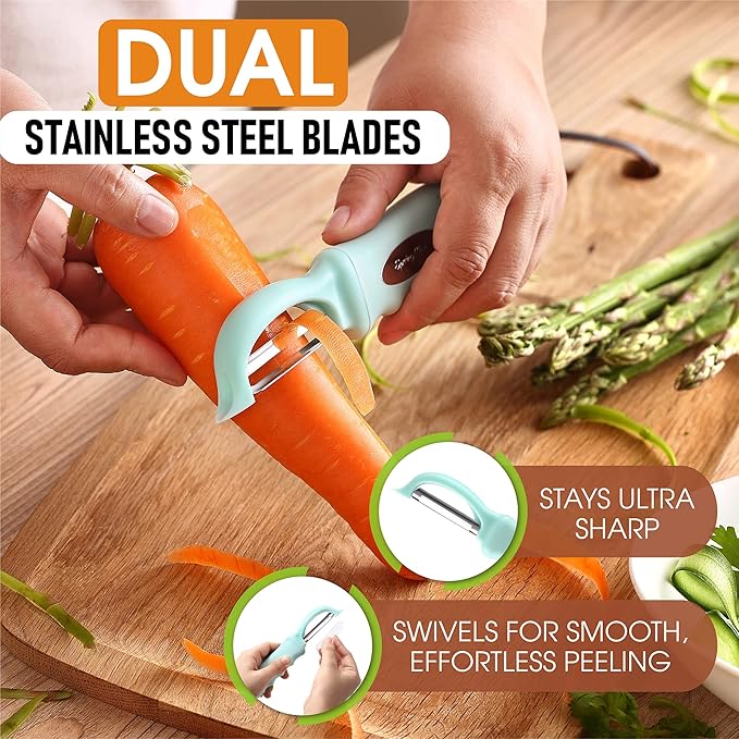 Spring Chef Swivel Peeler & Professional XL Box Grater Bundle - Mint