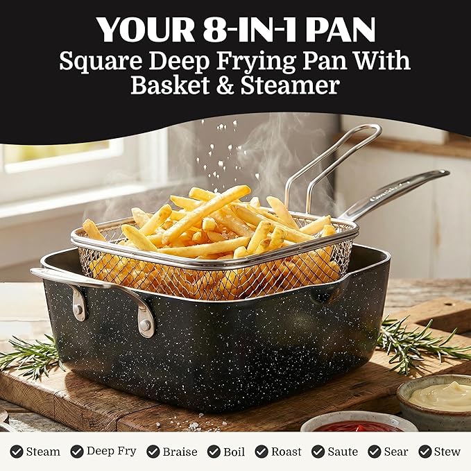 Granitestone Ceraluxe 20 Pc Ceramic Cookware Set Nonstick, Complete Pots and Pans Set Non Stick with 5 Pc Bakeware Set, Deep Frying Pan Set, & Steamer, Non Toxic PFOA Free, Oven & Dishwasher Safe