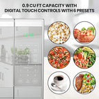 Total Chef 0.9 Cu Ft Microwave Oven – Compact Countertop Kitchen Appliance, Small Stainless Steel Microwave with Digital Touch, Pre-Set Functions, 10.6” Turntable, 900 Watt
