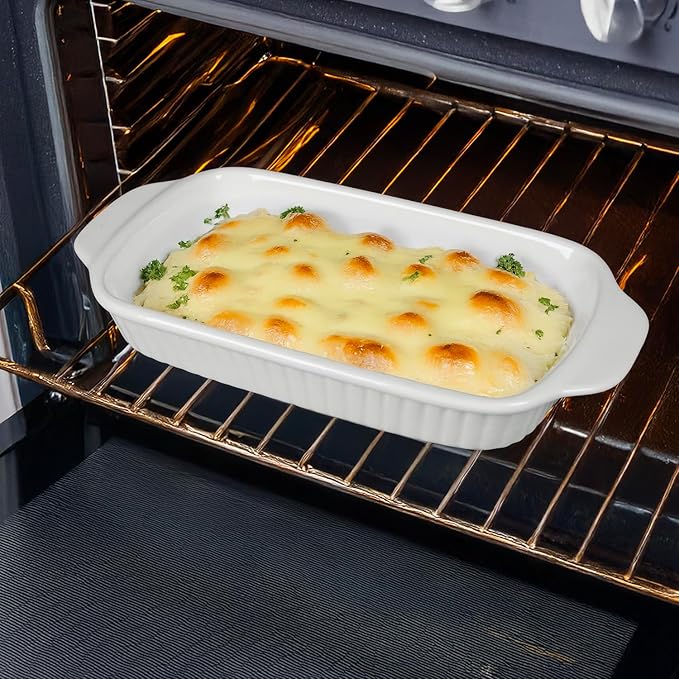 Small Au Gratin Baking Dish, Ceramic Casserole Dishes 9 x 6, Set of 4, 23 Oz with Handles, Pans Set for Oven Roasting for 1 or 2 person servings, Lasagna, Pie, Gratin, for Kitchen, Home