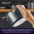 Circulon A1 Series w/ScratchDefense Nonstick Induction Straining 2qt SaucePan with Lid, Induction Cookware, 2-Quart Sauce Pan with Lid, Graphite