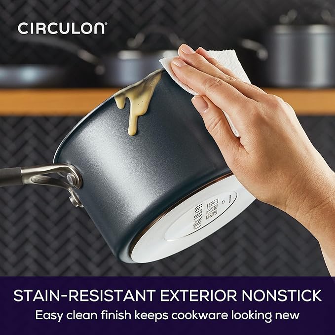 Circulon A1 Series w/ScratchDefense Nonstick Induction Straining 2qt SaucePan with Lid, Induction Cookware, 2-Quart Sauce Pan with Lid, Graphite