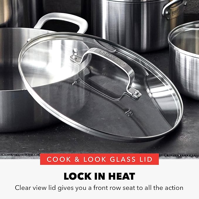 GreenPan x Bobby Flay 10 Piece Stainless Steel Cookware Set, Tri-Ply Multiclad Pots & Pans, Professional Grade, Oven & Broiler Safe to 600°F, Dishwasher Safe, Durable, Induction Compatible, Silver