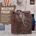 ASEBBO Insulated Lunch Bag 10L Sturdy Waxed Canvas Lunch Box for Men and Women, Leakproof Insulated Cooler Bag for Work Picnic Hiking, Lunchbox for Adults with Shoulder Strap (Brown)
