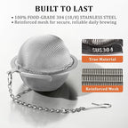 304 Stainless Steel Tea Strainers for Loose Tea Infuser Ball, Extra-Fine Mesh Tea Ball, Tea Holder Loose Leaf Tea Steeper, Tea Diffuser for Rooibos, Black Tea, Herbal & Spices (Small x 2)