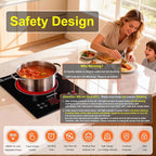 Dual Heating Coil Design of Single Burner Electric Cooktop, 1800W Ceramic Infrared Cooking Hot Plate, Portable Countertop or Built-in Radiant Stove Top Cooker with Wattage and Temperature Control