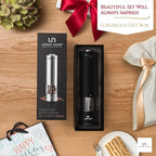 Electric Pepper Grinder or Electric Salt Grinder - Single Battery Operated Stainless Steel Salt or Pepper Mill with Light (Black) - Automatic One Handed Operation with Adjustable Ceramic Grinder