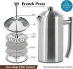 Frieling Double-Wall Stainless Steel Coffee Press - 17 oz - Insulated French Press Coffee Maker for Camping & Travel - Non Plastic Design