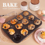 CARTMAN 2 Pack Muffin Pans with 200 Cupcake Liners, Nonstick 12-Cup Muffin Tins, Carbon Steel Cupcake Pans for Baking Muffins, Egg Bites, Brownies & More