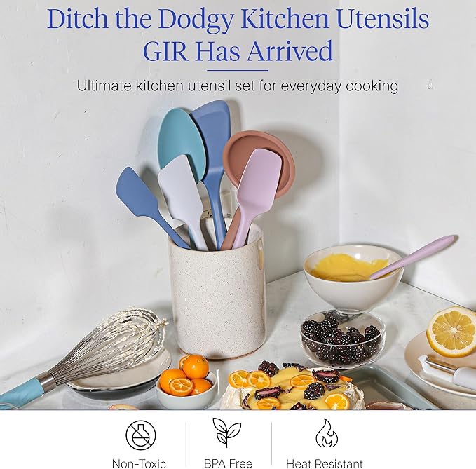 GIR: Get It Right 10-Piece Silicone Ultimate Kitchen Utensil Set – Spatulas, Ladle, Flip, Spoons, Whisk, Peeler & Spoonula – Nonstick, Non-Toxic, Heat-Resistant – Danish