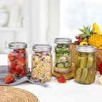 WELLIFE Clear Stripe Mason Jars 32oz-2Pcs