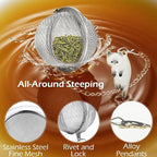Cat Tea Infuser Set 2PCS, Loose Leaf Tea Strainers with Cute Alloy Charm, Stainless Steel Mesh Steeper for Flower Fruits Spices Herbal Tea and Cold Brew