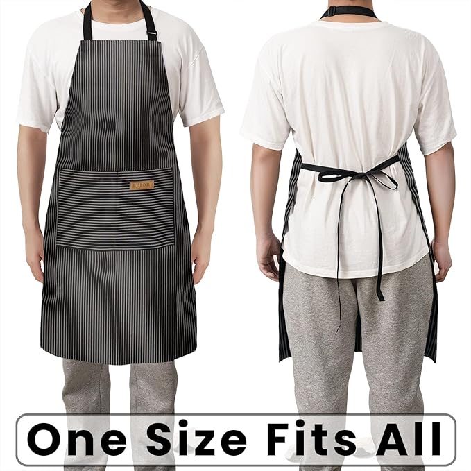 BeLuyi 2 Pack Adjustable Bib Apron with 2 Pockets Chef Cooking Kitchen Restaurant Aprons for Women Men
