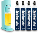 Drinkmate OmniFizz Sparkling Water Maker & Soda Streaming Machine | Carbonates Any Drink | PREMIUM KIT | Includes Four 60L CO2 Cartridges + One BPA-Free Bottle (Arctic Blue)