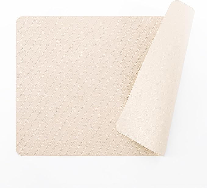 POLYTE Indoor/Outdoor Washable Geometric Vinyl Faux Leather Table Dining Placemats, Set of 4