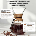 AGOGO Pour Over Coffee Maker Glass - Barista Kit with 304 Stainless Filter for Home, Office, Camping, Cafes - Easy Clean Coffee Dripper Set (Soft Towel&Brush) (34oz Classic w/SS Filter)