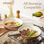 CAROTE 25-Piece Ceramic Cookware Set, Nonstick Pots and Pans Set with Detachable Handle, Non-Toxic Kitchen Cooking Set, Dishwasher & Oven Safe, Induction Compatible, PFAS Free, Chocolate