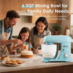 Kitchen in the box Stand Mixer - 6.5 Quart Mixing Bowl with Handle, 900 Watt Heavy Bread Dough Standing Mixers Tilt-head with Dough Hook, Whisk, Flat Beater and Splash Guard (Blue)
