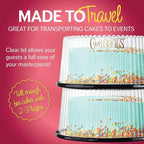 10-11" Plastic Disposable Cake Containers Carriers with Dome Lids and Cake Boards | 5 Round Cake Carriers for Transport | Clear Bundt Cake Boxes Cover | 2-3 Layer Cake Holder Display Containers
